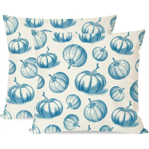 Orange Pumpkin Fall Throw Pillow Covers 18x18 Inch Set of 2 Pink Floral Black Outdoor Farmhouse Cottage Autumn Decorations Decorative Throw Pillows Cases for Home Living Room Couch Decor