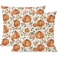 thumbnail image 1 of Orange Pumpkin Fall Throw Pillow Covers 18x18 Inch Set of 2 Pink Floral Outdoor Country Farmhouse Cottagecore Autumn Decorations Decorative Throw Pillows Cases for Home Room Couch Decor, 1 of 6