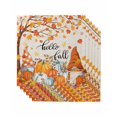 thumbnail image 1 of Orange Pumpkin Gnomes Fall Cloth Napkins Set of 6 Reusable Dinner Napkins, Branches Leaves Thanksgiving Rustic Cocktail Napkin Washable Table Napkins for Wedding/Holiday Party/Baby Shower 20"x20", 1 of 7
