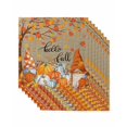 thumbnail image 1 of Orange Pumpkin Gnomes Fall Cloth Napkins Set of 8 Reusable Dinner Napkins, Branches Thanksgiving Leaves Rustic Cocktail Napkin Washable Table Napkins for Wedding/Holiday Party/Baby Shower 20"x20", 1 of 7