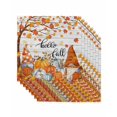 thumbnail image 1 of Orange Pumpkin Gnomes Fall Cloth Napkins Set of 8 Reusable Dinner Napkins, Branches Thanksgiving Leaves Wooden Cocktail Napkin Washable Table Napkins for Wedding/Holiday Party/Baby Shower 20"x20", 1 of 7