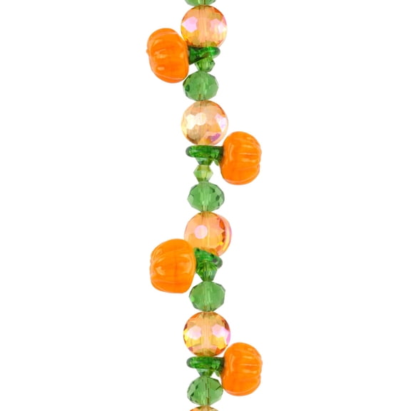 Bead Landing Orange Pumpkin Lampwork Glass Bead Mix - Handmade Beads with Spacer Beads in Various Sizes for Jewelry Making, Crafts & Home Decor, 12 Pack