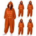thumbnail image 1 of Orange Pumpkin Onesie Pajamas for Women Polyester Funny Pumpkin Hooded Casual Pajama Set, Oversized Onesie Jumpsuit 2XL, 1 of 7