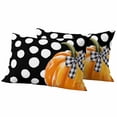 thumbnail image 1 of Orange Pumpkin Outdoor Waterproof Pillow Covers, Fall Thanksgiving Black White Polka Dot Decorative Rectangle Throw Pillowcase Sofa Cushion Sham for Patio/Couch/Chair, 20"x12" 2 Pack, 1 of 8
