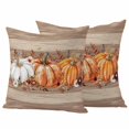 thumbnail image 1 of Orange Pumpkin Outdoor Waterproof Pillow Covers, Thanksgiving Fall Leaves Botanical Wood Decorative Square Throw Pillowcase Sofa Cushion Sham for Patio/Couch/Chair, 26"x26" 2 Pack, 1 of 8