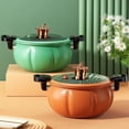 thumbnail image 1 of Orange Pumpkin-Shaped Cooking Pot - 8L Stainless Steel Pressure Cooker with Vacuum Seal Lid - Multi-Functional Soup Pot for Family Meals and Entertaining, 1 of 7