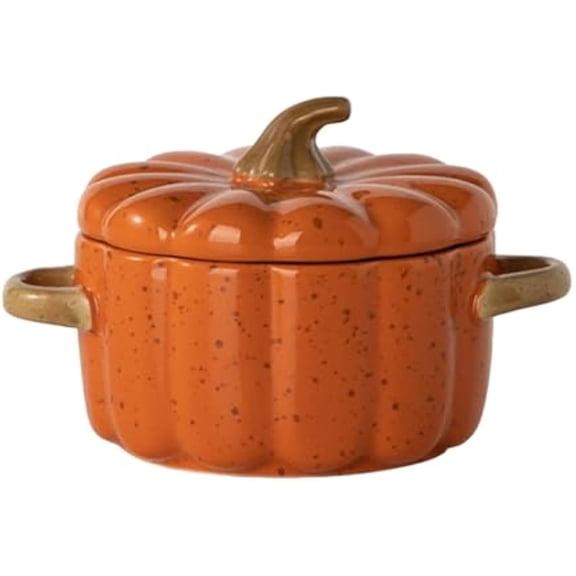 Orange Pumpkin Soup Bowls, Ceramic Pumpkin Bowl with Lid and Handle, Pumpkin Baking Dish, Fashion Creative Tableware Thanksgiving Autumn Fall Harvest Party Baking Cooking Supplies (1)