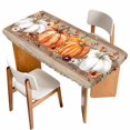 thumbnail image 1 of Orange Pumpkin Table Cloths for 4 Foot Rectangle Tables, Thanksgiving Fall Leaves Botanical Wood Patio Waterproof Elastic Fitted Tablecloths, Washable Rectangular Table Cover for Camping, 1 of 8