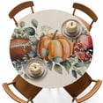 thumbnail image 1 of Orange Pumpkin Thanksgiving Football Fitted Round Tablecloths Table Covers 36"-44",Waterproof Table Cloth for Kitchen Holiday Party Tables Decor, 1 of 9
