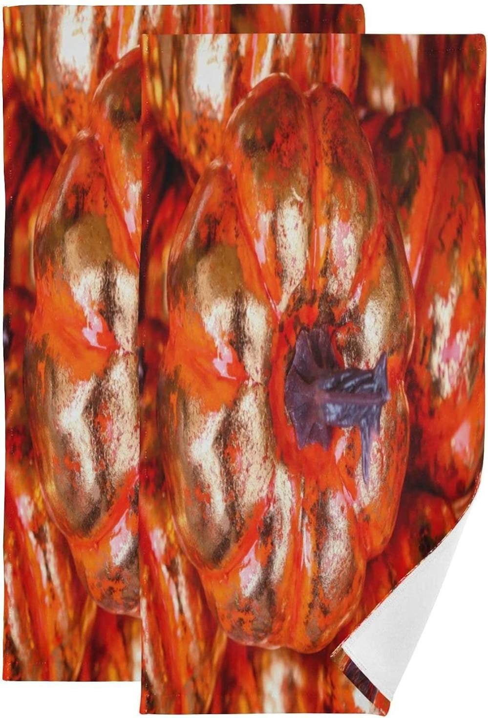 Orange Pumpkins Autumn 2 PCS Hand Towels for Bathroom, Fall Red Golden
