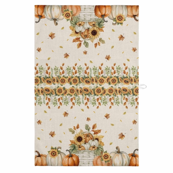 Orange Pumpkins Fall 1 Pack Kitchen Towel, Water Absorbent Dish Towel, Sunflower Thanksgiving Botanical Rustic Decorative Hand Towels - Quick Drying Cloth for Cooking Baking, 18x28 Inch