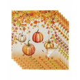 thumbnail image 1 of Orange Pumpkins Fall Cloth Napkins Set of 6 Reusable Dinner Napkins, Thanksgiving Maple Leaves Botanical Cocktail Napkin Washable Table Napkins for Wedding/Holiday Party/Baby Shower 20"x20", 1 of 7