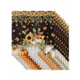 thumbnail image 1 of Orange Pumpkins Fall Cloth Napkins Set of 8 Reusable Dinner Napkins, Sunflower Thanksgiving Botanical Wooden Cocktail Napkin Washable Table Napkins for Wedding/Holiday Party/Baby Shower 20"x20", 1 of 7