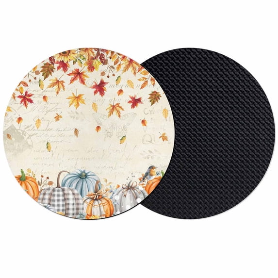 Orange Pumpkins Fall Coasters Set of 2, Absorbent Coasters for Drinks, Thanksgiving Maple Leaf Rustic Coaster for Desk Coffee Table Protection, Home Decor House Warming Gifts 4"