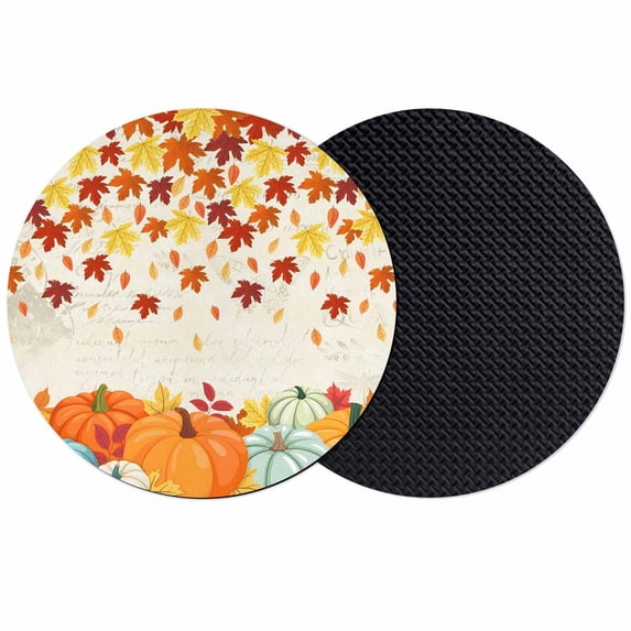 Orange Pumpkins Fall Coasters Set of 2, Absorbent Coasters for Drinks, Thanksgiving Maple Leaves Weeping Rustic Coaster for Desk Coffee Table Protection, Home Decor House Warming Gifts 4"