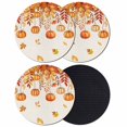 thumbnail image 1 of Orange Pumpkins Fall Coasters Set of 4, Absorbent Coasters for Drinks, Rustic Thanksgiving Maple Leaf Coaster for Desk Coffee Table Protection, Home Decor House Warming Gifts 4", 1 of 8
