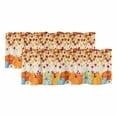 thumbnail image 1 of Orange Pumpkins Fall Curtain Valances for Windows, Kitchen Valance Window Treatments Panel 2 Pack, Thanksgiving Maple Leaves Weeping Rustic Rod Pocket Short Curtains for Bathroom Bedroom 60 x 18 Inch, 1 of 8