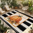 thumbnail image 1 of Orange Pumpkins Fall Outdoor Rug for Patio/Deck/Porch, Non-Slip Large Area Rug 5 x 7 Ft, Thanksgiving Botanical Striped Farmhouse Indoor Outdoor Rugs Washable Area Rugs, Camping Rug Carpet Runner, 1 of 8