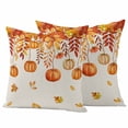 thumbnail image 1 of Orange Pumpkins Fall Outdoor Waterproof Pillow Covers, Rustic Thanksgiving Maple Leaf Decorative Square Throw Pillowcase Sofa Cushion Sham for Patio/Couch/Chair, 26"x26" 2 Pack, 1 of 8