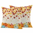 thumbnail image 1 of Orange Pumpkins Fall Outdoor Waterproof Pillow Covers, Thanksgiving Maple Leaves Weeping Rustic Decorative Square Throw Pillowcase Sofa Cushion Sham for Patio/Couch/Chair, 20"x20" 2 Pack, 1 of 8