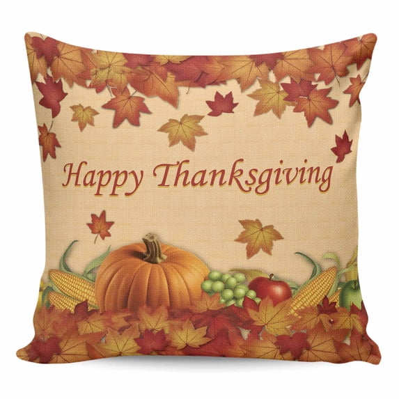 Orange Pumpkins Fall Pillow Covers 26x26 Inch Decorative Throw Pillow Cover, Thanksgiving Maple Leaf Vintage Sofa Pillowcases Accent Cushion Case Home Decor Bedroom Living Room
