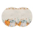 thumbnail image 1 of Orange Pumpkins Fall Round Placemats Set of 2,Braided Polypropylene Place Mats,Thanksgiving Leaves Botanical Rustic Washable Table Mats for Kitchen Dinner Holiday Wedding Party Coffee Table Decor 13", 1 of 9