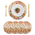 thumbnail image 1 of Orange Pumpkins Fall Round Placemats Set of 4,Braided Polypropylene Place Mats,Thanksgiving Sunflower Falling Leaves Table Mats for Kitchen Dinner Holiday Wedding Party Coffee Table Decor 13", 1 of 9