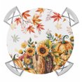 thumbnail image 1 of Orange Pumpkins Fall Round Tablecloth for 36-44 Inch Tables,Fitted Table Cover with Elastic Edge,Thanksgiving Maple Leaves Pastoral Waterproof Outdoor Table Cloth Protector for Patio Garden Dinner, 1 of 9