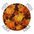thumbnail image 1 of Orange Pumpkins Fall Round Tablecloth for 55-60 Inch Tables,Fitted Table Cover with Elastic Edge,Maple Leaves Thanksgiving Botanical Waterproof Outdoor Table Cloth Protector for Patio Garden Dinner, 1 of 9