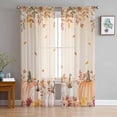 thumbnail image 1 of Orange Pumpkins Fall Semi Sheer Curtains 96 Inch Length 2 Panels Set, Thanksgiving Flowers Autumn Leaves Sheer Kitchen Curtain Privacy Voile Window Curtain for Living Room Bedroom Rod Pocket Drapes, 1 of 7
