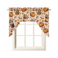 thumbnail image 1 of Orange Pumpkins Fall Swag Valances for Windows, Small Curtains Drapes, Thanksgiving Coffee Rustic Berry Rustic Kitchen Window Curtains Over Sink Window Treatment Valance for Bedroom/Bathroom 56"x36", 1 of 5