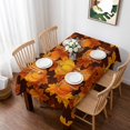 thumbnail image 1 of Orange Pumpkins Fall Table Cloth Waterproof Tablecloths, Maple Leaves Thanksgiving Botanical Tablecloth Dining Table Cover for Kitchen Party Tabletop Outdoor, Rectangle Tablecloth 60x84 Inch, 1 of 9