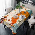 thumbnail image 1 of Orange Pumpkins Fall Table Cloth Waterproof Tablecloths, Thanksgiving Maple Leaf Branches Tablecloth Dining Table Cover for Kitchen Party Tabletop Outdoor, Rectangle Tablecloth 60x120 Inch, 1 of 9