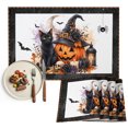 thumbnail image 1 of Orange Pumpkins Halloween Placemats Set of 4, Black Roses Cats Washable Wipeable Table Mats for Dining Tables, Indoor Outdoor Kitchen Place Mats for Holiday Party Table Decor, 1 of 9