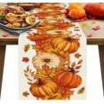 thumbnail image 1 of Orange Pumpkins Maple Leaves Fall Table Runner,Seasonal Autumn Thanksgiving Decorations Table Runner,Farmhouse Harvest Style Fall Kitchen Dining Table Decor for Home,Party,Holiday (13"x108"), 1 of 8