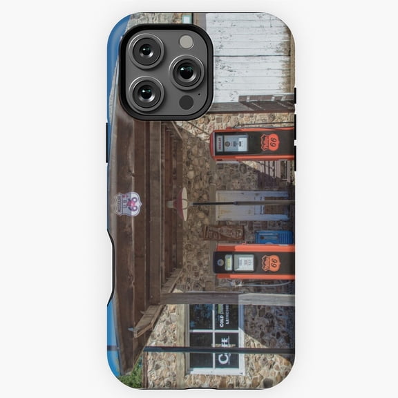 Orange Pumps Vintage Gas Station Art Phone Case for iPhone 16 15 14 13 12 11 Pro Max