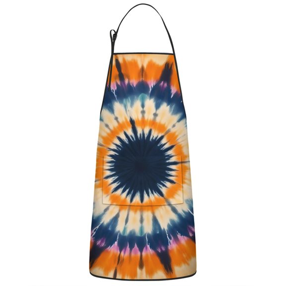 Orange Purple Blue Tie Dye Mandala Pattern Apron-Garden Aprons for Women with Pockets-Cotton Linen Waterproof Kitchen Cooking Gardening Aprons Adjustable for Kitchen,Cooking,BBQ and Salon 33x27 Inch