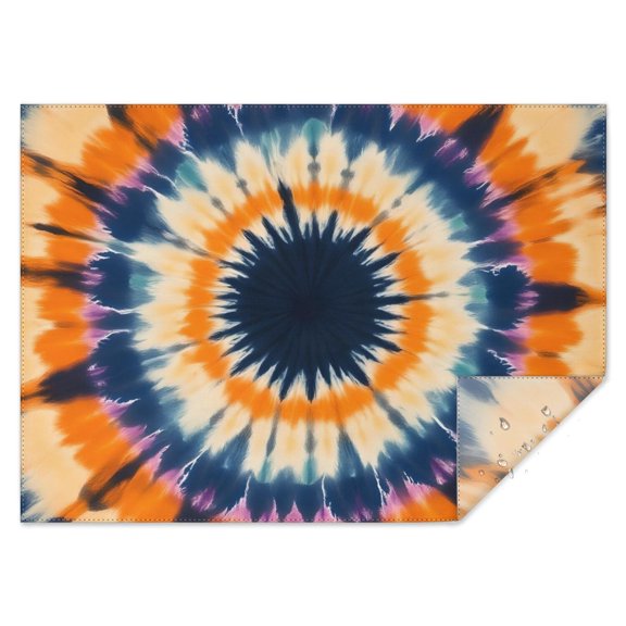Orange Purple Blue Tie Dye Mandala Pattern Rectangle Tablecloth 60"x84",Waterproof Polyester Rectangle Table Cloth, Wipeable Spillproof Polyester Tablecloth for Dining, Camping, Indoor and Outdoor