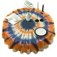 thumbnail image 1 of Orange Purple Blue Tie Dye Mandala Pattern Round Tablecloth 60"x60",Wrinkle Wipeable Table Cloth for Kitchen Dining Room Picnic Patio Party, 1 of 6