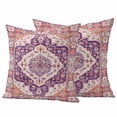 thumbnail image 1 of Orange Purple Boho Outdoor Waterproof Pillow Covers, Ethnic Geometric Southwest Decorative Square Throw Pillowcase Sofa Cushion Sham for Patio/Couch/Chair, 16"x16" 2 Pack, 1 of 8