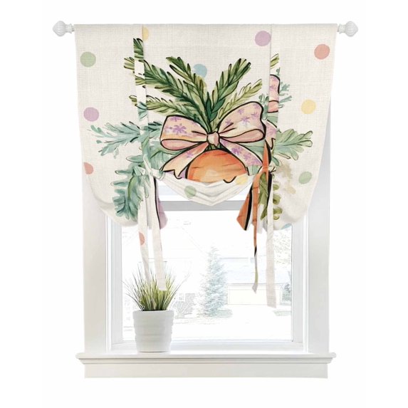 Orange Purple Carrot Tie Up Curtains for Window, Thermal Insulated Balloon Shade Adjustable Rod Pocket Curtains Valance Panels for Kitchen Bathroom Cafe 42 x 63 Vintage Colorful Polka Dots