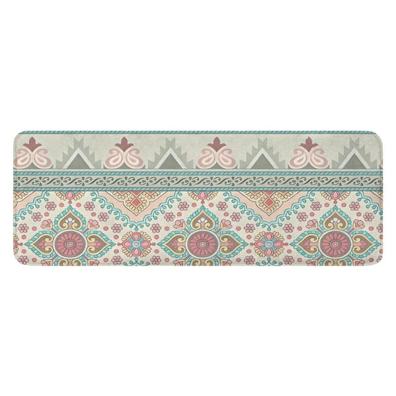 Orange and Purple Diamond Shaped Geometric Boho Pattern Kitchen Rug Mat,Kitchen Runner Rugs Non Skid Washable,Decorative Kitchen Floor Mats for Kitchen,Sink,Laundry,17"x47.2"