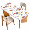 thumbnail image 1 of Orange Purple Diamond Table Cloths for 5 Foot Rectangle Tables, Modern Geometric Middle Century Patio Waterproof Elastic Fitted Tablecloths, Washable Rectangular Table Cover for Camping, 1 of 8