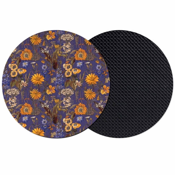Orange Purple Spring Floral Coasters Set of 2, Absorbent Coasters for Drinks, Vintage Botanical Summer Flower Coaster for Desk Coffee Table Protection, Home Decor House Warming Gifts 4"