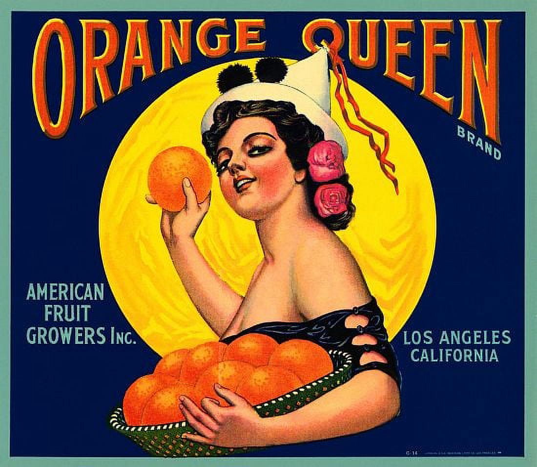 Orange Queen Brand Label Canvas Art -  (24 x 36)