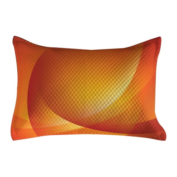 Orange Quilted Pillowcover, Colorful Smooth Twist Lines Sun Abstraction Energy Flow Waves Curves Art, Standard King Size Accent Pillow Cover Bedroom, 36" x 20", Dark Orange and Yellow, by Ambesonne