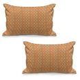 thumbnail image 1 of Orange Quilted Pillowcover Set of 2, Vibrant Old Fashion Trippy with Unusual Shapes in Earthen Toned Display, Standard Queen Size Pillow Cover for Bedroom, 36" x 20", Multicolor, by Ambesonne, 1 of 1