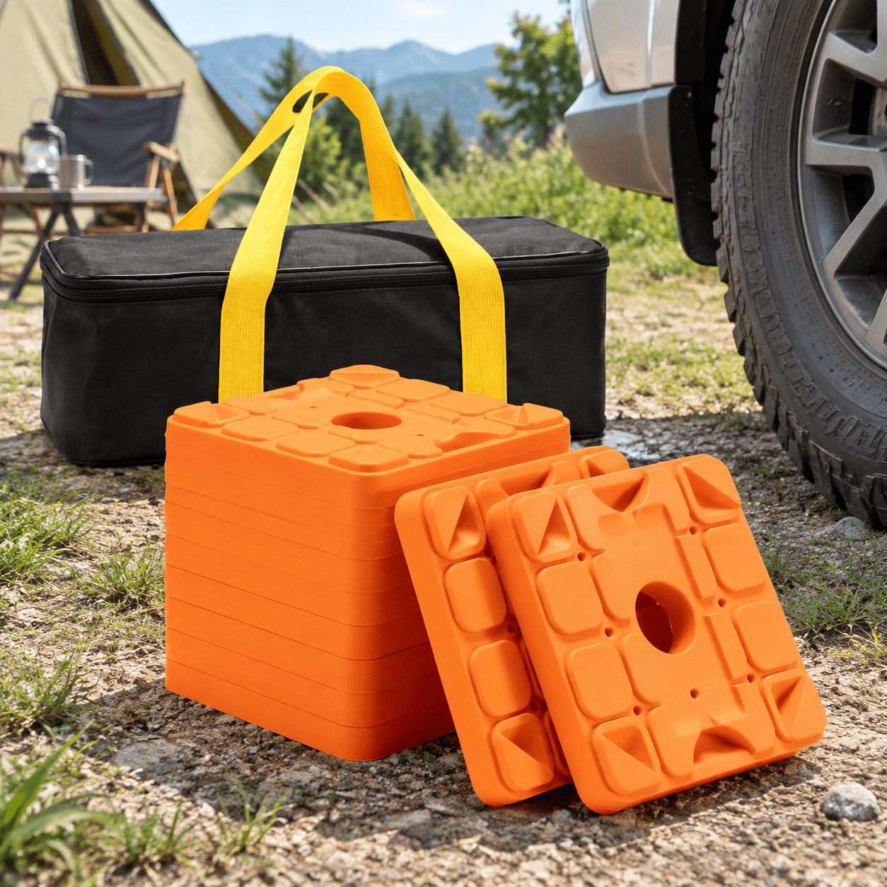Orange RV Leveling Blocks, Stackable Interlocking Jack Stabilizer Pads ...