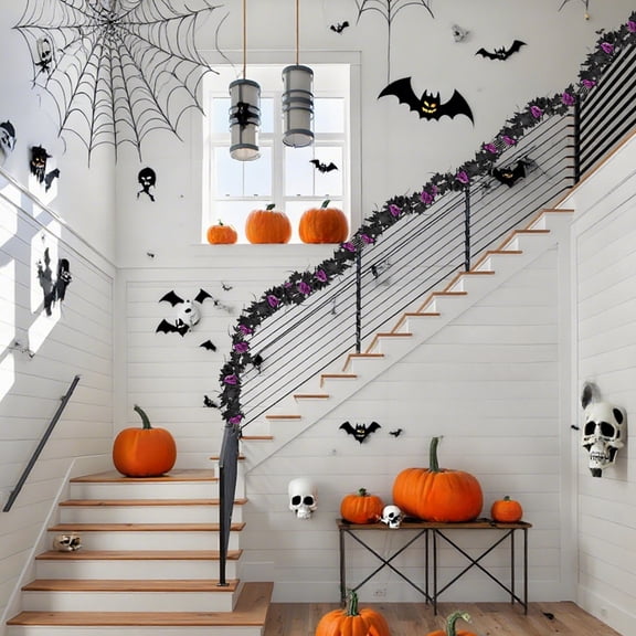 Orange Rattan Maple Vine Garland - Bendable Fall Foliage Swag Halloween Thanksgiving Fireplace Decor Seasonal Hanging Leaf Decor(Purple)