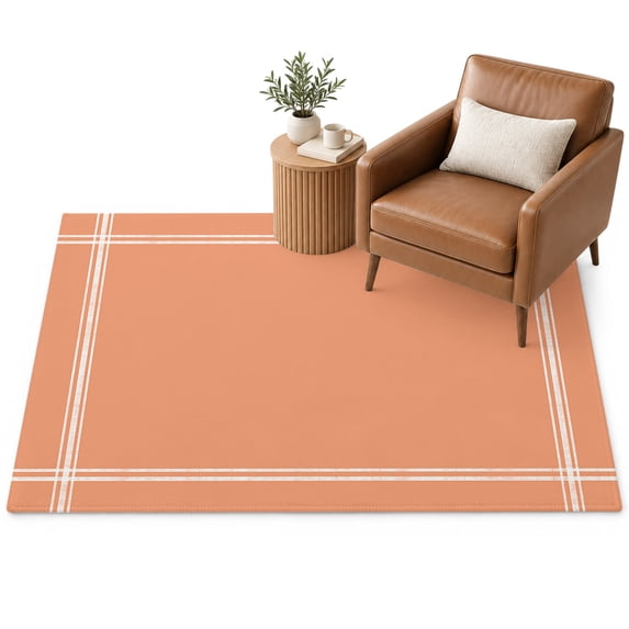 Orange Red Area Rug 4'x6', Soft Mat Non-Slip Silicone Backing Machine ...